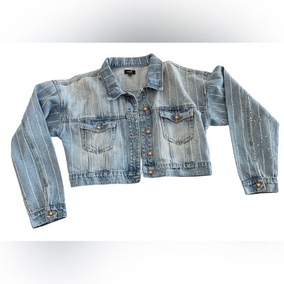On Twelfth Jackets & Blazers - On Twelfth Rhinestone Denim Cropped Jacket - Women's Size Large